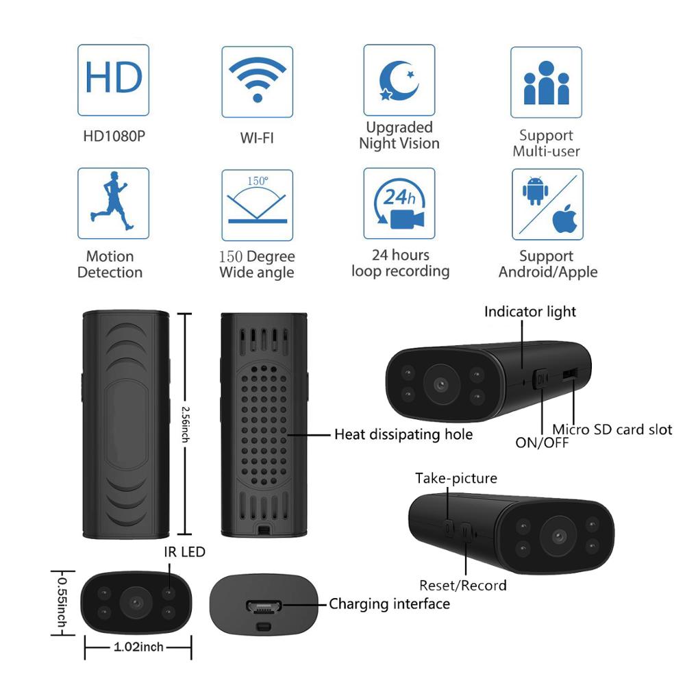 Mini cámara de seguridad Wifi HD