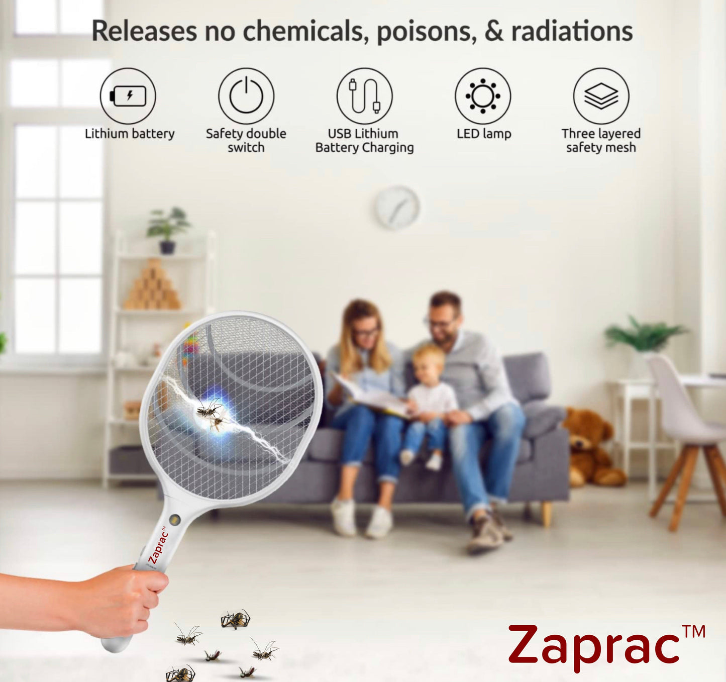 ZapRac™ - Lámpara/eliminador de mosquitos eléctrico 5 en 1 (recargable)