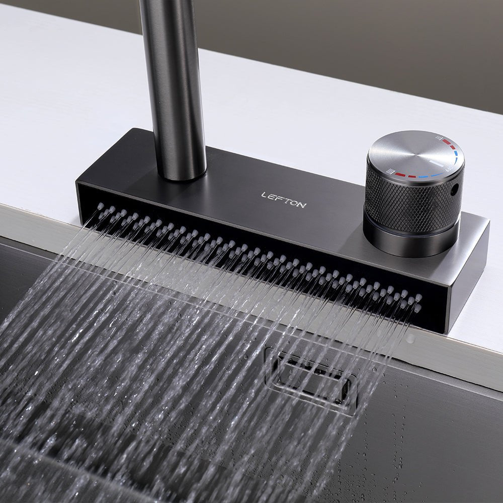 Grifo de cocina bifuncional abatible y en cascada