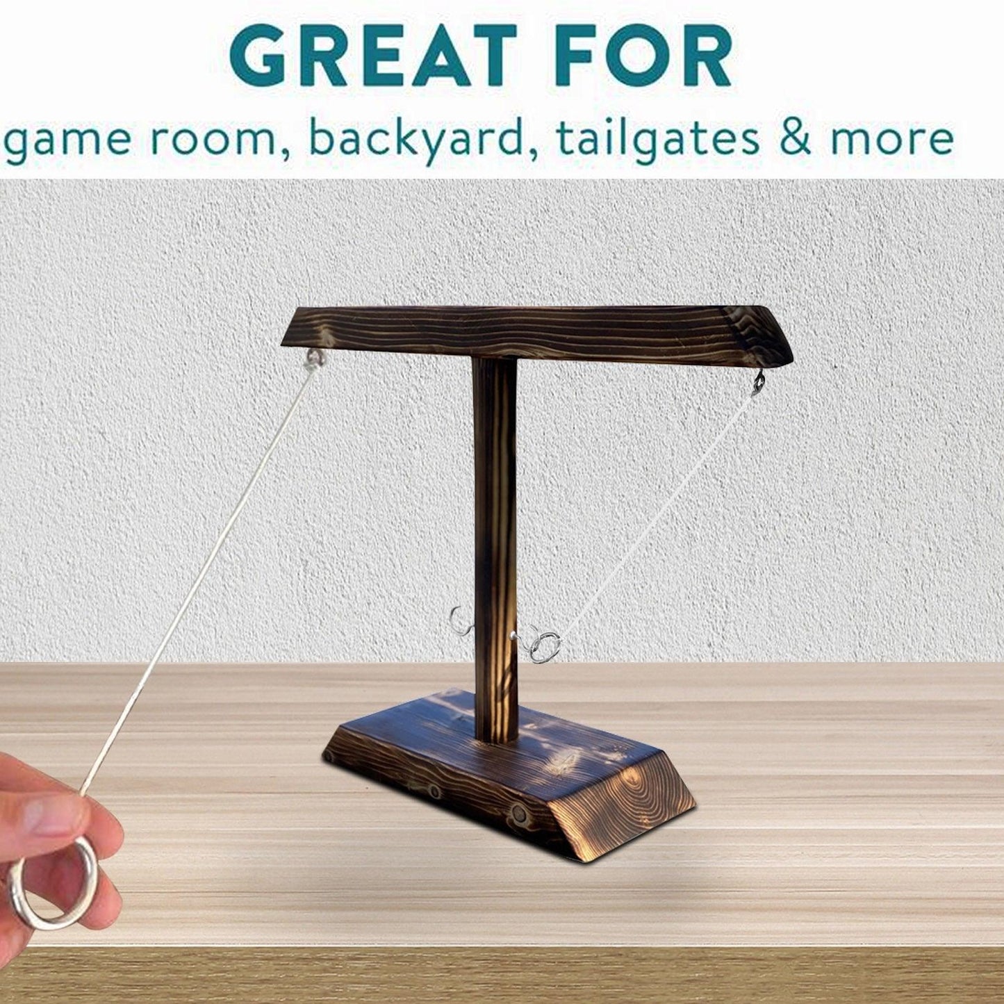 Juego de lanzamiento de anillos de madera