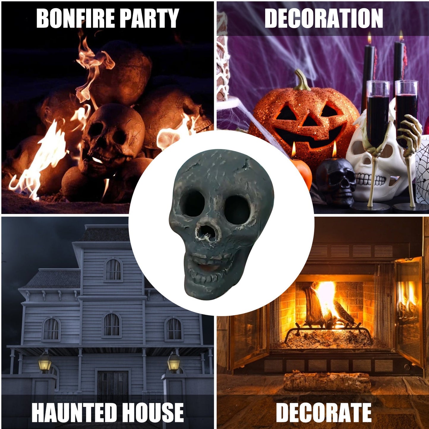 Halloween  Reusable Skeleton flame ceramic fireproof logs