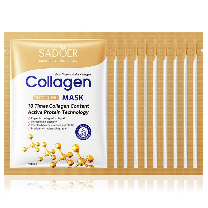 10 piezas mascarilla facial de colágeno