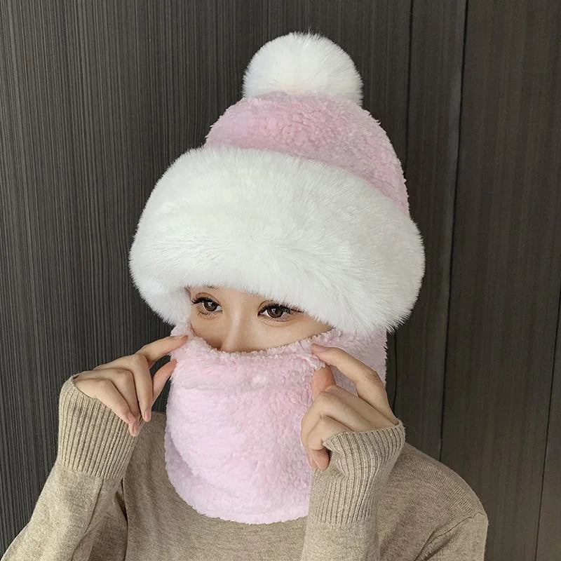 Conjunto de bufanda de invierno con capucha para mujer