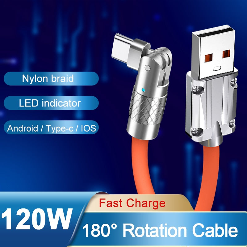 180° Rotating Super Fast Charge Cable - HOW DO I BUY THIS Orange / 1.2m For Micro USB